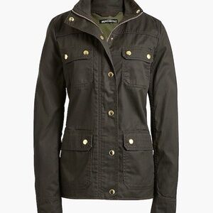 J. Crew Women's Resin Coated Twill Jacket Olive Green, L